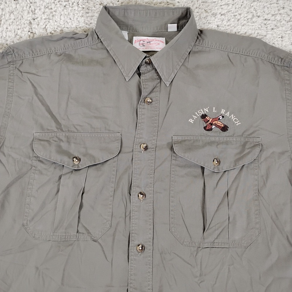 CC Filson Shirt Mens XL Green Button Short Sleeve Double Pocket Work USA 90s